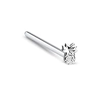 925 Sterling Silver Straight or 18K Gold Plated Pineapple Nose Ring 22G