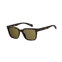 Polaroid Sunglasses PLD 6044/S Polarized Rectangular Sunglasses, Dark Havana, 52 mm