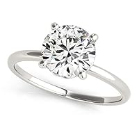 14k White Gold Prong Set Round Diamond Engagement Ring (2 cttw)