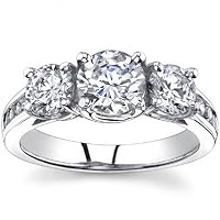 2.25 Ct Ladies Round Cut Diamond Three Stone Engagement Ring Platinum
