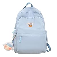 Cute Backpack for Women, Kawaii Y2K Grunge Solid Color Harajuku Hiking Travel Aesthetic Rusksack Bag (blue)