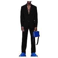 Men Single-Breasted Street 2-Piece Jacket +Pants Set Stylish Standard Collar Wedding Prom Blazer Pants Suit Set