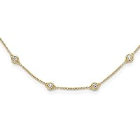 1.2mm True Origin 14k Gold 1 1/8 Carat Lab Grown Diamond SI D E F 18 Station Necklace 18 Inch Jewelry for Women