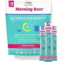 Morning Buzz Hydration Boost-Passion Fruit-Stick Packs-Electrolyte Powder Drink Mix-Single Serve Easy Open