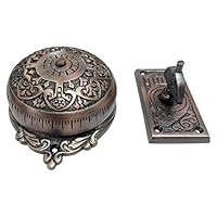 Adonai Hardware Jaalam Brass Manual Old Fashion Door Bell or Twist Door Bell or Hand-Turn Door Bell (Antique Copper)