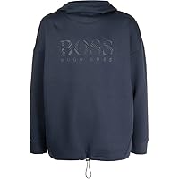 Hugo Boss Men's Soody Iconic Rubberized Tonal Logo Blue Hoody Sweatshirt