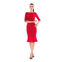 ANASTASIIA IVANOVA Elegant Straight-Silhouette Dress Slim fit Red Color