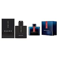 Prada Luna Rossa Black Edp Spray 1.7 Oz Men, 1.7 Oz & Luna Rossa Ocean for Men - 3.3 oz EDT Spray