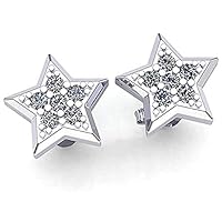 Star Shape Stud Earrings For Women's & Girls 0.25 ctw Round Cut VVS1 Diamond 925 Sterling Silver