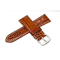 Brown 28MM Alligator Stitched Genuine Leather Watch Band Strap FITS Invicta