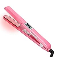 Professional Recovers Damaged Hair Tool with Ultrasonic Infrared Hair Care Iron, Cold Flat Iron Hair Treament Styler, LCD Display, Infrared Hair Straightener Ceramic Flat Iron (Pink)