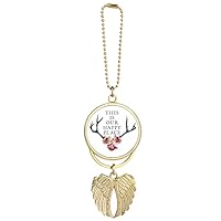Local Happy Antler Flowers Car Keychain Angel Wing Pendant