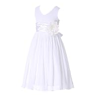 Bow Dream Junior Bridesmaids V-Neckline Chiffon Flower Girl Dress