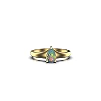 1 Ctw Pear Cut Natural Fire Opal Ring 5 mm width and 7 mm length Opal Ring For Women