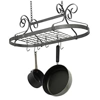 Enclume Decor Oval Ceiling Rack with Grid, Hammered Steel