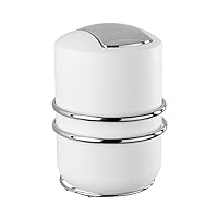 Wenko 22766100 Small Express-Loc System, Wall Mounted Garbage Can, Bathroom Trash Bin with Swing Lid, White, 5.9 x 8.9 x 7.1 in, 5.9 x 8.9 x 7.1 inch, Shiny