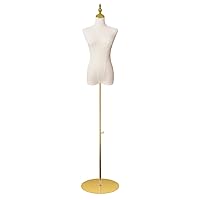 Female Mannequin Torso, Dress Form Mannequin for Sewing 55-71Inch Height Adjustable Women Model, Mannequin Body High Stability Gold Metal Stand for Clothing Dress Jewelry Display