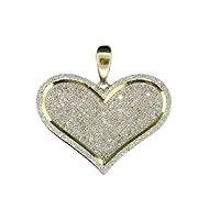 1.50 CT Round Cut Pave Set VVS1 Diamond Cluster Love Heart Pendant Necklace 14K Yellow Gold Over Sterling Silver for Valentine Day Free 18