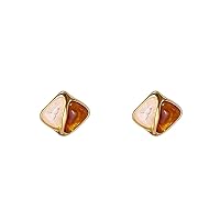 14K Gold alloy acrylic white green matching ear studs orange color square ear studs for Women Girls