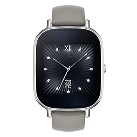 ASUS ZenWatch 2 Silver with Beige Leather Strap 37mm Smart Watch with Quick Charge Battery, 4GB Storage, 1.45-inch AMOLED Gorilla Glass 3 TouchScreen, IP67 Water Resistant (International Version)