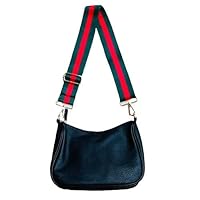 Lucy Handbag - Women Travel Bags - Adjustable Strap - Shoulder Bag - Satchel - Black; Denim Stripe