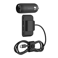 Belkin Boost↑Charge™ 30W Fast Car Charger, Compact Design w/USB-C Power Delivery Port, 4-Port USB Power Extender, Universal Compatibility for iPhone 14, Galaxy S23, Note Series, and More - Black