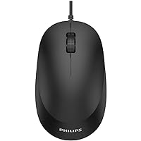 SPK7207B Wired Mouse - USB 2.0 Connection, Ergonomic Design and 1,200 DPI Sensor, Quiet clicks, for Left and Right-Handed Users, Compatible with PC, Mac, Laptop, Black