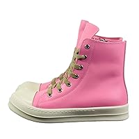 owen seak Women Men High-TOP Sneakers Lace Up Zip Casual Leather Boots Platform Walking Fashion Pink Black Shoes