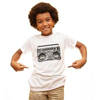 Kids Organic Cotton T-Shirt Ghetto Blaster, Boombox Shirt, Music Print, Retro, Cassette Player, Vintage Radio Print