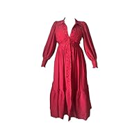 Dark Red Women Fall Maxi Dress 2022 Button Down Dress Curvy Style Plus Size 1x 2X 3X Women Fashion