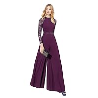 Women's Jewl Neck Lace Long Sleeves Mother of The Bride Suits A Line Evening Gowns