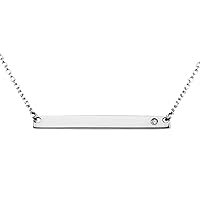 Sterling Silver Classic Bar Pendant with Genuine Diamond Stone by JEWLR