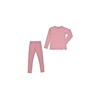 Woolino Merino Wool Base Layer for Kids - Super Soft Kids Long Sleeve Thermal Top and Leggings - All Natural Base Layer Shirt and Bottoms - Blush