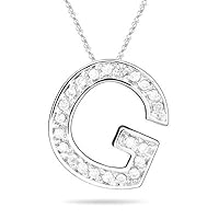 Round White Diamond Initial Pendants in 14K White Gold Available from A to Z