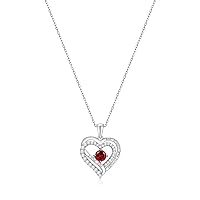 Forever Love Heart Pendant Necklaces for Women 925 Sterling Silver with Birthstone Swarovski Crystal, Birthday,Anniversary,Party,Jewelry Gift for Mom Women Girls(Jan.-Silver)