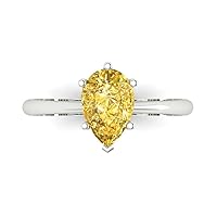 Clara Pucci 1.9ct Pear Cut Solitaire Natural Yellow Citrine Proposal Wedding Bridal Designer Anniversary Ring 14k White Gold for Women