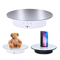JAYEGT Motorized Rotating Display Stand, 7.87inch /17.6lbs Load, 360 Degree Electric Rotating Turntable for Photography Products, Jewelry, Cake,3D Model,Mirror Cover (White)