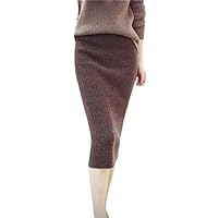 Women High Waist Cashmere Skirt Autumn Winter Knitting Midi Skirts Elastic Waist OL Ladies Skirts