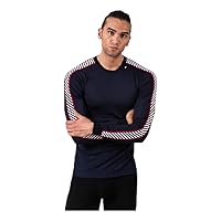 Helly Hansen Men's Lifa Stripe Crew Lightweight Breathable Moisture Wicking Thermal Baselayer, 998 Black - Medium