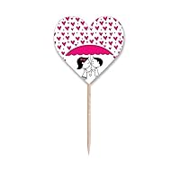 Valentine's Day Kissing Couple Toothpick Flags Heart Lable Cupcake Picks