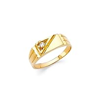 14k Yellow Gold Boys and Girls CZ Cubic Zirconia Simulated Diamond Ring Size 3
