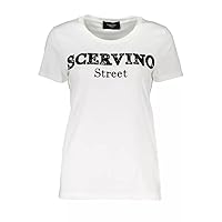Chic White Tee with Contrasting Embroidery Women's Detail