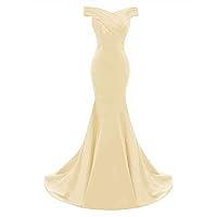 Women's Mermaid Satin Prom Dress Off Shoulder Party Long Gown Evening Dress