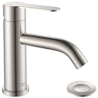 AMAZING FORCE Single Handle Bathroom Faucet Brushed Nickel Bathroom Sink Faucet Single Hole with Pop Up Drain Assembly 1.2 GPM