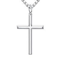 GEMLANTO Cross Necklace for Men, White Gold/Yellow Gold Plated Sterling Silver Cross Pendant Necklaces Stainless Steel Chain Christmas Jewellery Gifts for Him Men Boys, 60CM