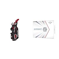 Golf Men's Strata Plus Complete 14 Piece Set (Right Hand, Steel), Red, Regular (4PKR190714067) & Supersoft Golf Balls, White