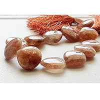 1 Strand Natural Sunstone Heart Beads, Orange Sunstone Gemstone 16x16mm to 17x17mm Beads, 13 Pcs, 9 Inch