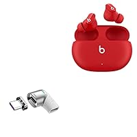 BoxWave Adapter Compatible with Beats Studio Buds - MagnetoSnap PD Angle Adapter, Magnetic PD Angle Charging Adapter Device Saver - Metallic Silver