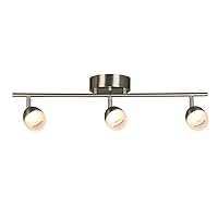 EGLO 204003A Stella Track Light 3-Head Dimmable Adjustable Halogen Hanging Ceiling Fixture for Kitchen Island, Hallway, and Dining Table, 24-Inch, Brushed Nickel
