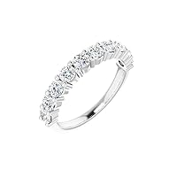 Platinum Anniversary Band Ring Natural Diamond Round 3mm Polished 1 Carat Size 7 Jewelry Gifts for Women